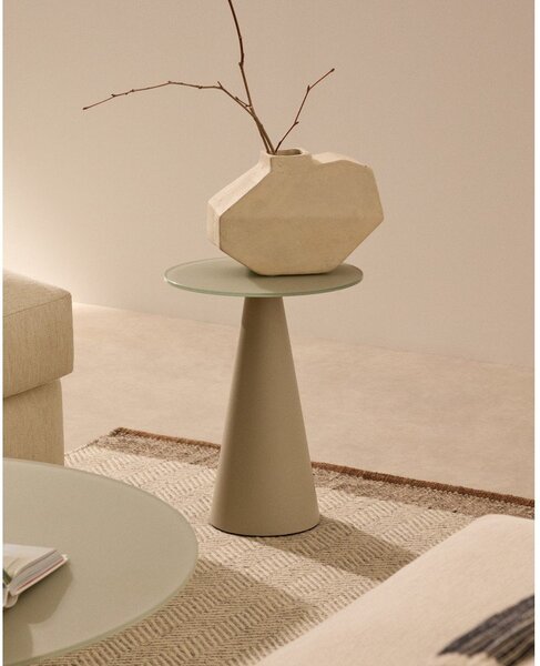 Kulatý odkládací stolek se skleněnou deskou ø 35 cm Wilshire – Kave Home