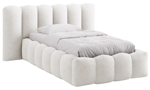 Micadoni Bílá bouclé postel Lupine 90 x 200 cm s úložným prostorem