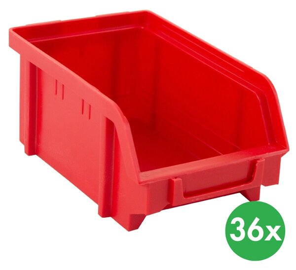 Plastové boxy BASIC typ A, 103 x 166 x 73 mm, 36 ks, červené