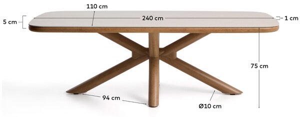 Kave Home Béžový keramický zahradní stůl Mirtia 240 x 110 cm