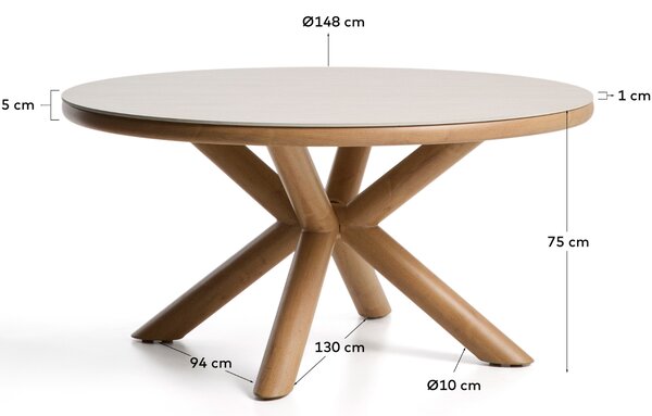 Kave Home Béžový keramický zahradní stůl Mirtia Ø 148 cm