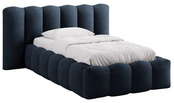 Micadoni Tmavě modrá bouclé postel Lupine 90 x 200 cm s úložným prostorem