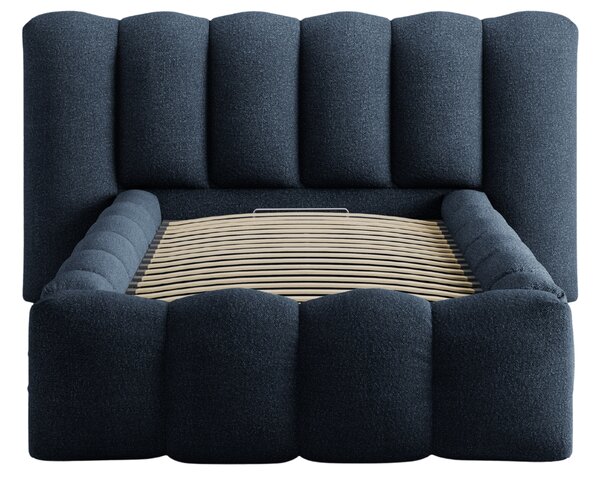 Micadoni Tmavě modrá bouclé postel Lupine 90 x 200 cm s úložným prostorem