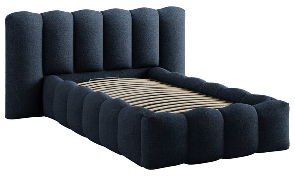 Micadoni Tmavě modrá bouclé postel Lupine 90 x 200 cm s úložným prostorem