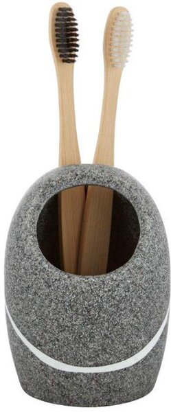 Ibenzoa® Sada čtyř kusů organizérů do koupelny – dávkovač mýdla 300 ml (7,6×15,2 cm), držák na zubní kartáčky a miska (7,6×10,2 cm), miska na mýdlo (13,5×8,9 cm), šedá barva imitující kámen, odolné pryskyřice