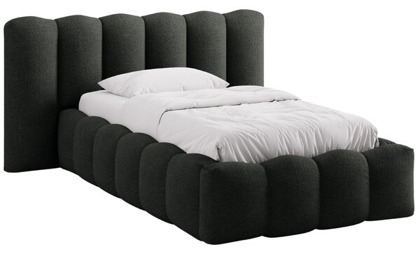 Micadoni Černá bouclé postel Lupine 90 x 200 cm s úložným prostorem