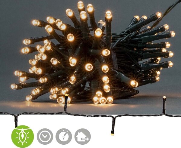 Nedis CLBO96 - LED řetěz 96xLED/7 funkcí/3xAA 7,7m IP44 teplá bílá