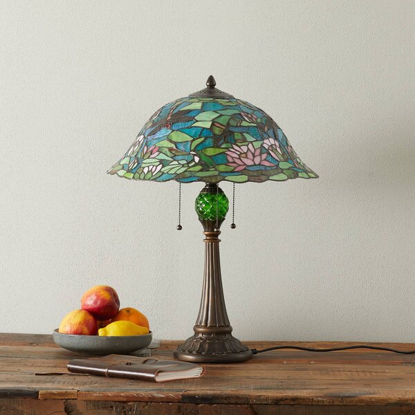 Clayre&Eef Okouzlující stolní lampa Waterlily v Tiffany stylu, Vícebarevná, Obývací pokoj / jídelna, Sklo, Tiffany