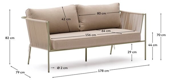 Zelená/béžová čalouněná zahradní pohovka Zivia – Kave Home