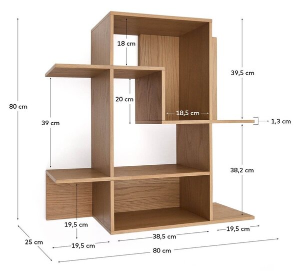 Modulární policový systém v dekoru dubu v přírodní barvě 80x80x25 cm Ina – Kave Home