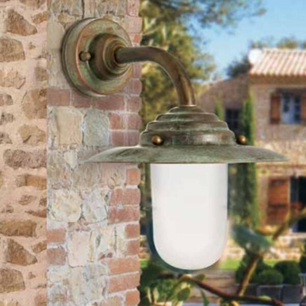 Moretti Luce Venkovní nástěnné svítidlo Antique, výška 26cm měď, stmívatelný, Měď, Mosaz, Venkovský / rustikální