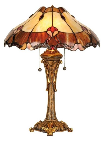 Clayre&Eef Stolní lampa Cambria v Tiffany stylu, Vícebarevná, Obývací pokoj / jídelna, Plast, Tiffany