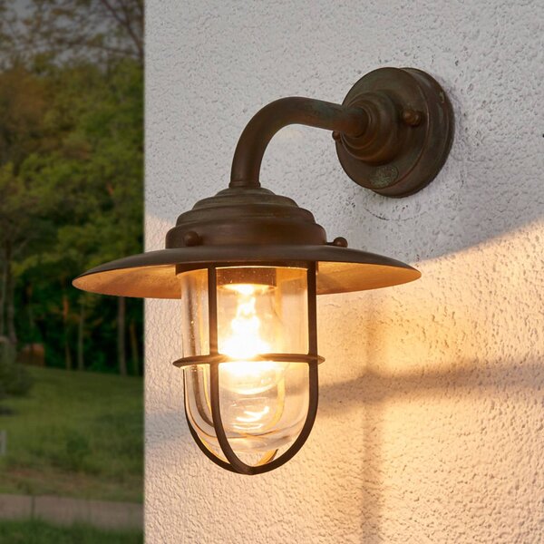Moretti Luce Venkovní nástěnné svítidlo Antique mříž, sklo čiré, stmívatelný, Měď, Mosaz, Venkovský / rustikální
