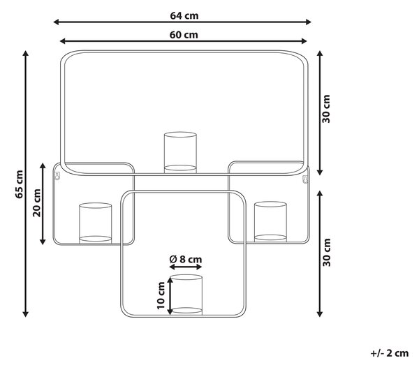 Nástěnný svícen PALAWAN Kov 65 cm Černá