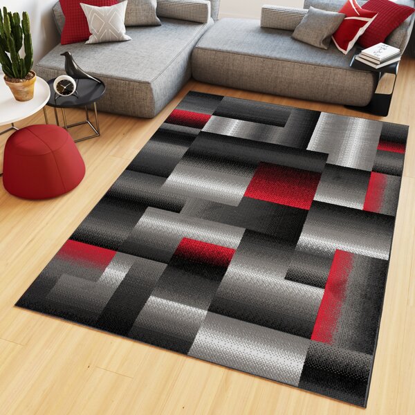 Makro Abra Kusový koberec moderní MAYA Z904E šedý červený Rozměr: 120x170 cm
