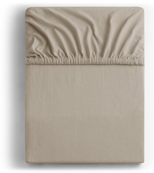 Bavlněné jersey prostěradlo s gumou DecoKing Amber cappuccino, velikost 180-200x200+30
