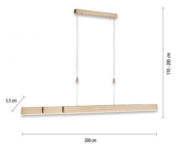 Paul Neuhaus Závěsné LED svítidlo PURE-MOTO, 3x13W, d. 120 cm, 2700-5000K, nastavitelné Barva: Zlatá
