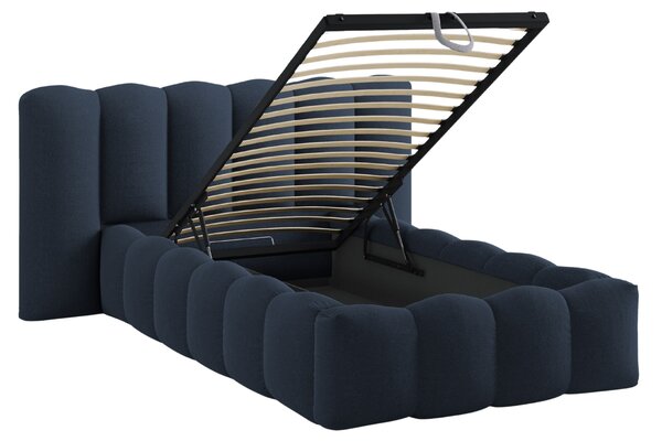 Micadoni Tmavě modrá postel Lupine 90 x 200 cm s úložným prostorem