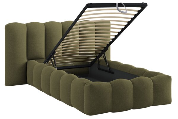 Micadoni Zelená postel Lupine 90 x 200 cm s úložným prostorem