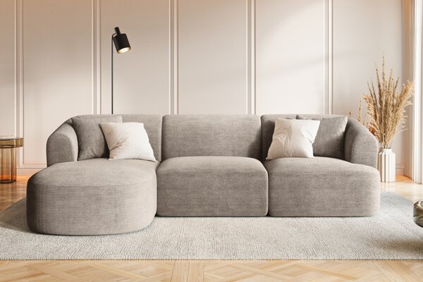 -25 % Dny MOMENTI– Cosmopolitan Design Béžová manšestrová rohová pohovka Campi 256 cm, levá