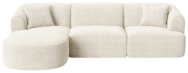 -25 % Dny MOMENTI– Cosmopolitan Design Krémově bílá manšestrová rohová pohovka Campi 256 cm, levá