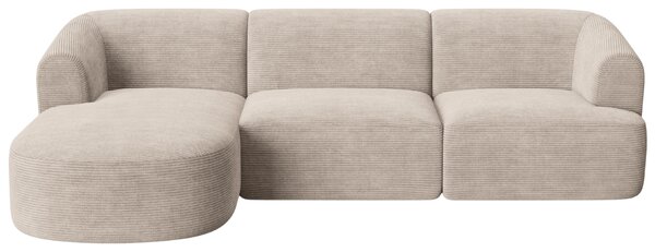 -25 % Dny MOMENTI– Cosmopolitan Design Béžová manšestrová rohová pohovka Campi 256 cm, levá