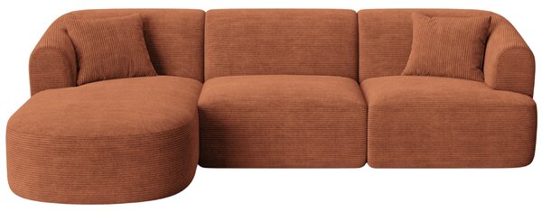 -25 % Dny MOMENTI– Cosmopolitan Design Terakotově oranžová manšestrová rohová pohovka Campi 256 cm, levá