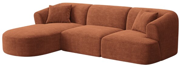 -25 % Dny MOMENTI– Cosmopolitan Design Terakotově oranžová manšestrová rohová pohovka Campi 256 cm, levá