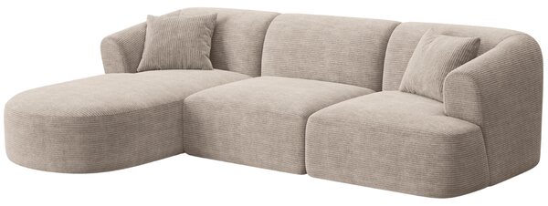 -25 % Dny MOMENTI– Cosmopolitan Design Béžová manšestrová rohová pohovka Campi 256 cm, levá