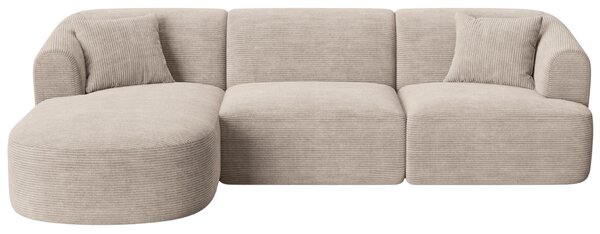 -25 % Dny MOMENTI– Cosmopolitan Design Béžová manšestrová rohová pohovka Campi 256 cm, levá