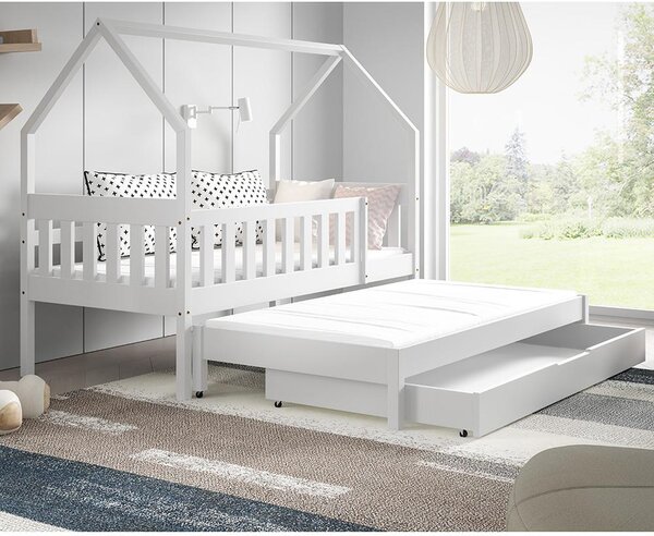 Jednolůžko dětská postel MAJA + přistýlka | 80x160 + 80x150 cm | s rošty | bílá | UNI PROVEDENÍ
