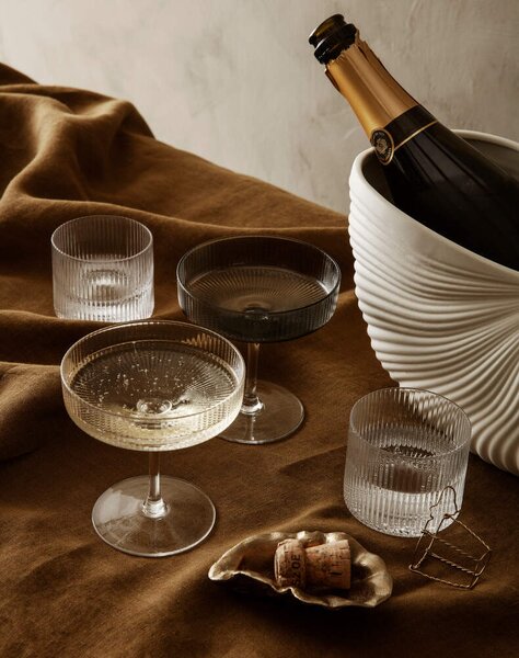Ferm Living Sklenice Ripple Low set 4ks, clear