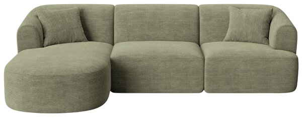 -25 % Dny MOMENTI– Cosmopolitan Design Zelená manšestrová rohová pohovka Campi 256 cm, levá