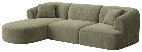 -25 % Dny MOMENTI– Cosmopolitan Design Zelená manšestrová rohová pohovka Campi 256 cm, levá