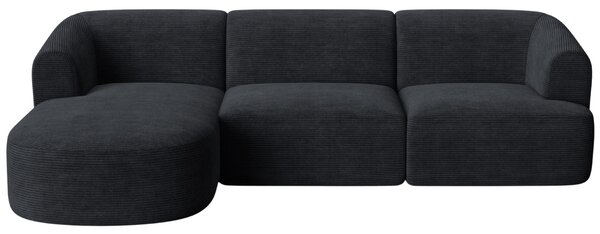 -25 % Dny MOMENTI– Cosmopolitan Design Černá manšestrová rohová pohovka Campi 256 cm, levá