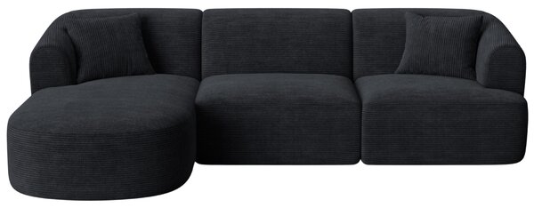 -25 % Dny MOMENTI– Cosmopolitan Design Černá manšestrová rohová pohovka Campi 256 cm, levá