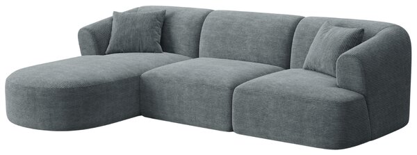 -25 % Dny MOMENTI– Cosmopolitan Design Šedá manšestrová rohová pohovka Campi 256 cm, levá