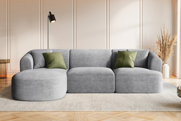 -25 % Dny MOMENTI– Cosmopolitan Design Světle šedá manšestrová rohová pohovka Campi 256 cm, levá