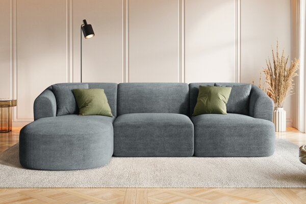-25 % Dny MOMENTI– Cosmopolitan Design Šedá manšestrová rohová pohovka Campi 256 cm, levá