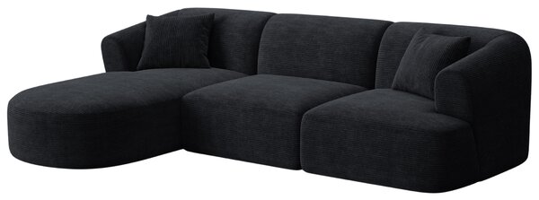 -25 % Dny MOMENTI– Cosmopolitan Design Černá manšestrová rohová pohovka Campi 256 cm, levá