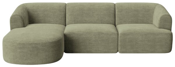 -25 % Dny MOMENTI– Cosmopolitan Design Zelená manšestrová rohová pohovka Campi 256 cm, levá