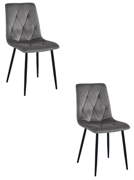 Set dvou jídelních židlí LIBRA sametové tmavě šedé / černé nohy (2 ks)
