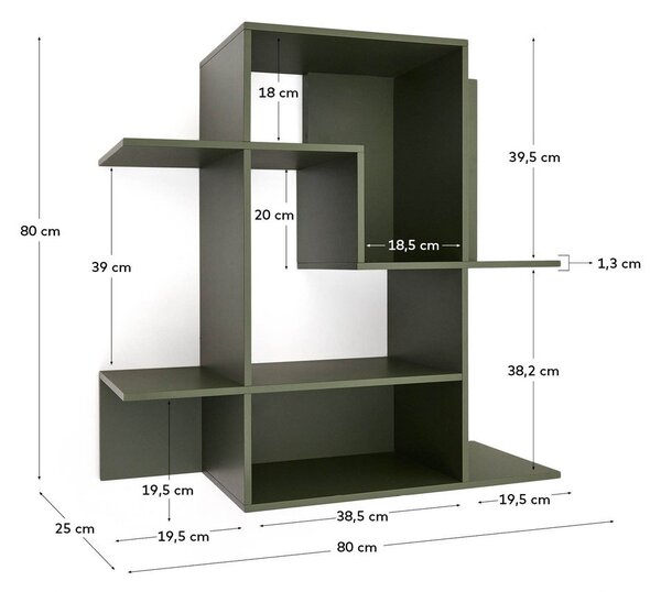 Zelený modulární policový systém 80x80x25 cm Ina – Kave Home