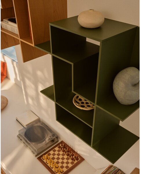 Zelený modulární policový systém 80x80x25 cm Ina – Kave Home