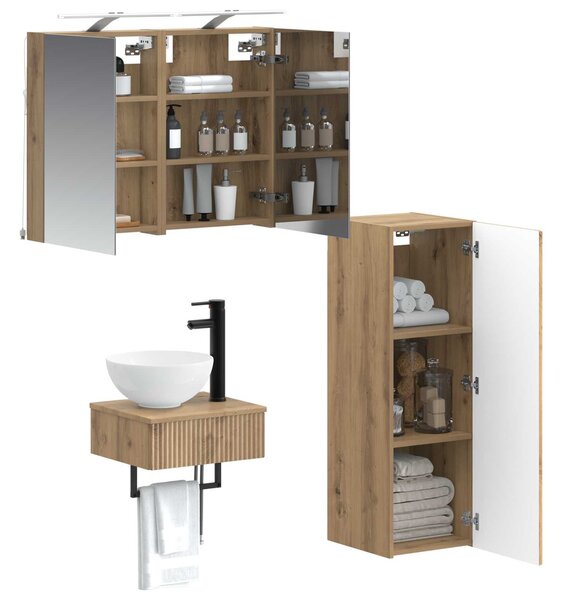 Sada koupelnových skříněk 4 ks Dub artisan Kompozitní dřevo 3407366