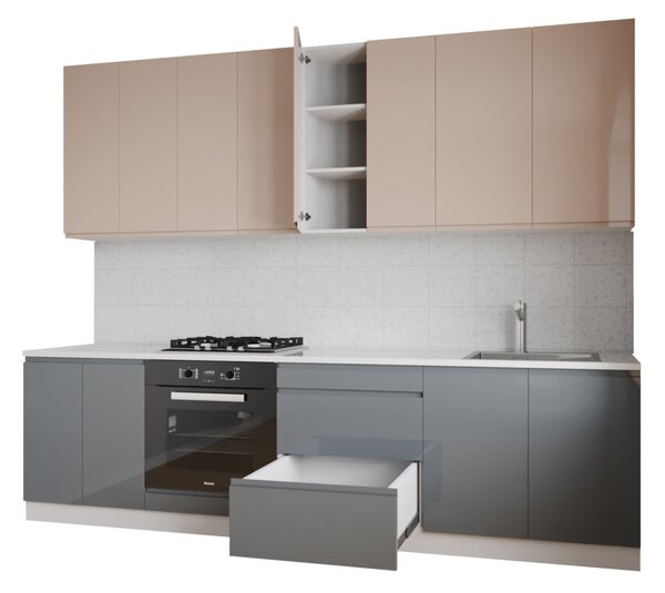 Sada 2.6 k. bílá, f. vrch béžový lesk, spodek šedý lesk Interno Luxe