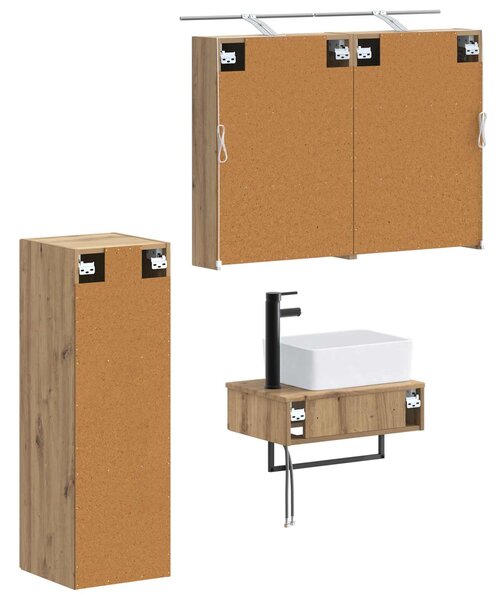 Sada koupelnových skříněk 4 ks Dub artisan Kompozitní dřevo 3407390