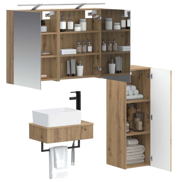 Sada koupelnových skříněk 4 ks Dub artisan Kompozitní dřevo 3407390