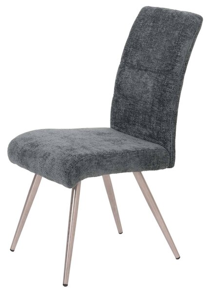 Sada 6 jídelních židlí HWC-G55, kuchyňská židle křeslo, broušená nerezová ocel tkanina/textil žinylka Oeko-Tex modrozelená