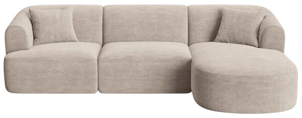 -25 % Dny MOMENTI– Cosmopolitan Design Béžová manšestrová rohová pohovka Campi 256 cm, pravá